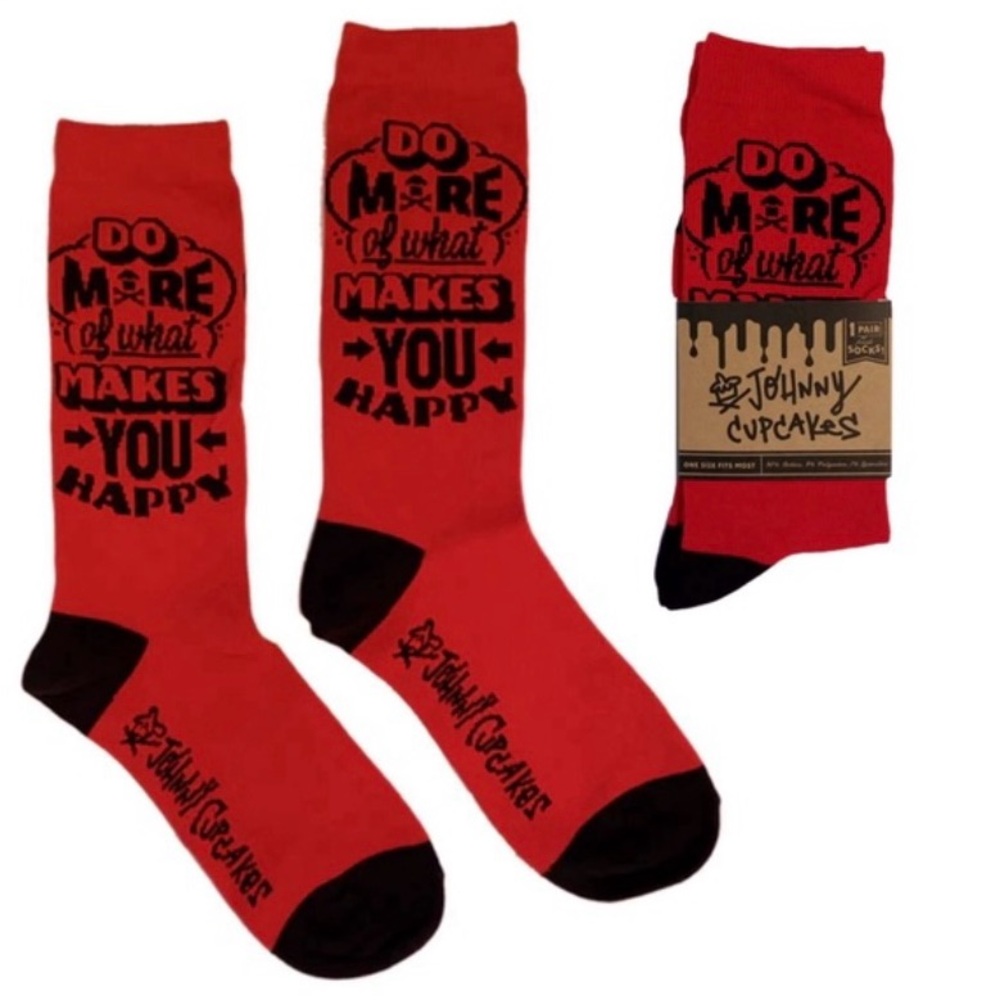 Johnny Cupcakes Socks Red Happiness Do‎ More Of What Makes You Happy Unisex